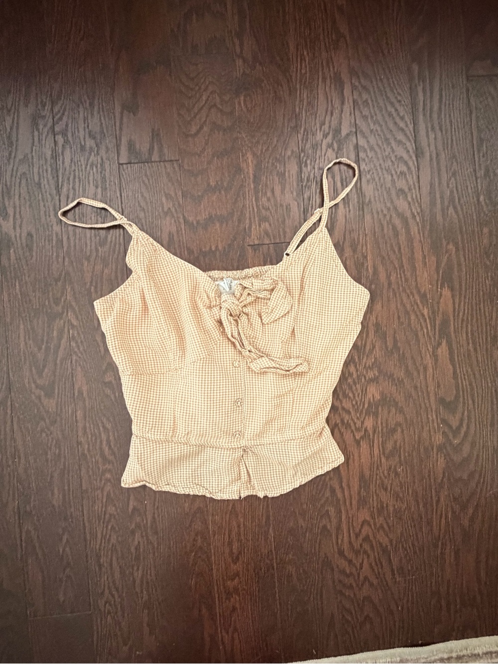 Z Supply Tan Gingham Tie-Front Cami